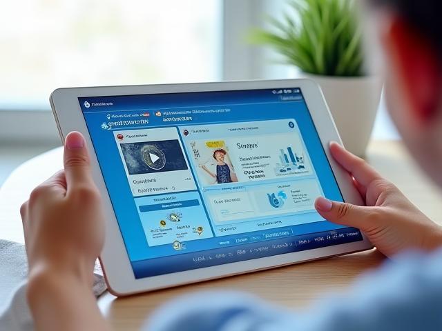 Interactive digital textbook displayed on a tablet with embedded video and quiz elements